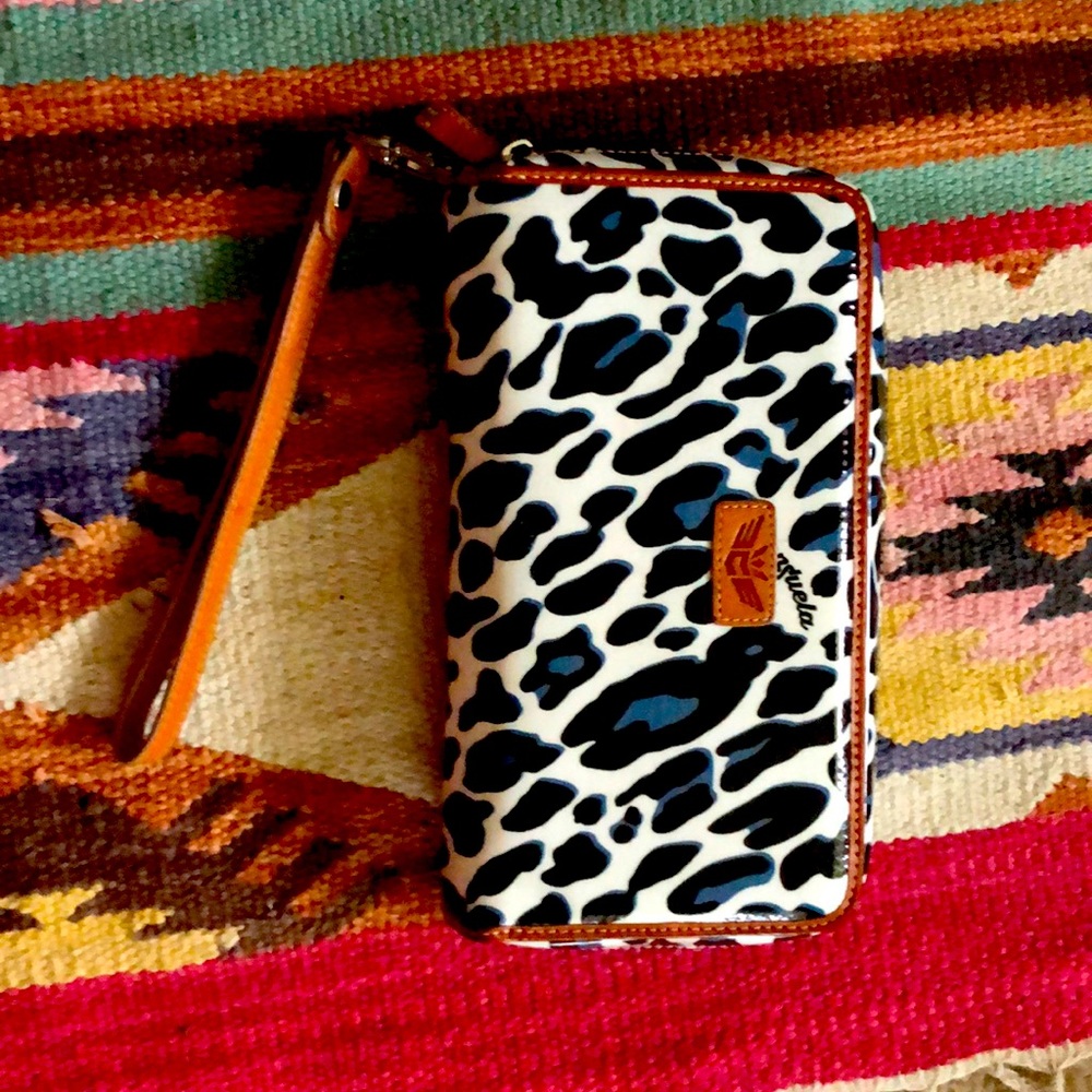 Consuela Blue Jag Zipper wristlet